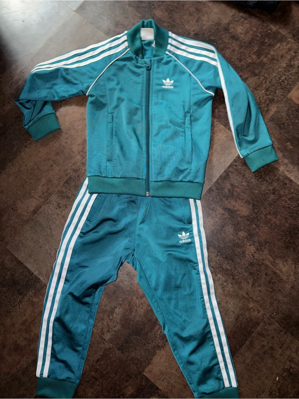 adidas Kids Teal Zip-Front Track Jacket & Pants Set